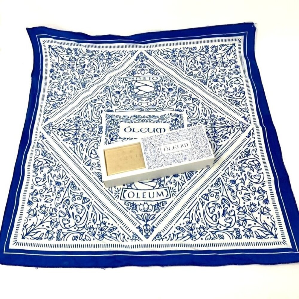 Oleum Bar Soap and  Bandana Scarf Blue White Gift Set